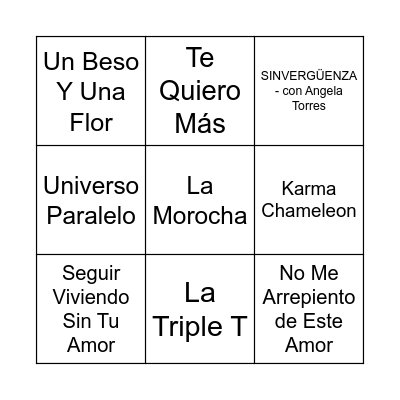¡BINGO MUSICAL! Bingo Card