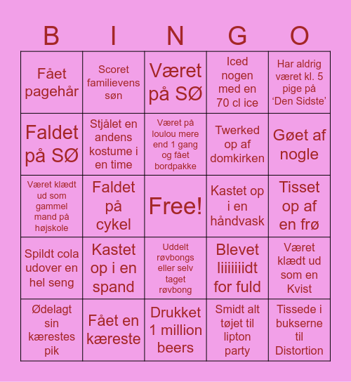 Tess venners Bingo Card