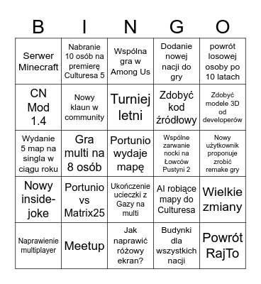 CulturesNation 2026 Bingo Card