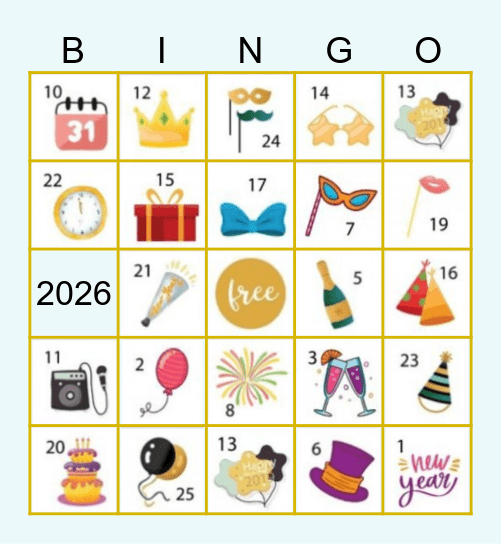 New Years Bingo Card