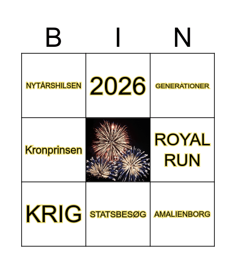 Nytårstale Bingo 2024 Bingo Card