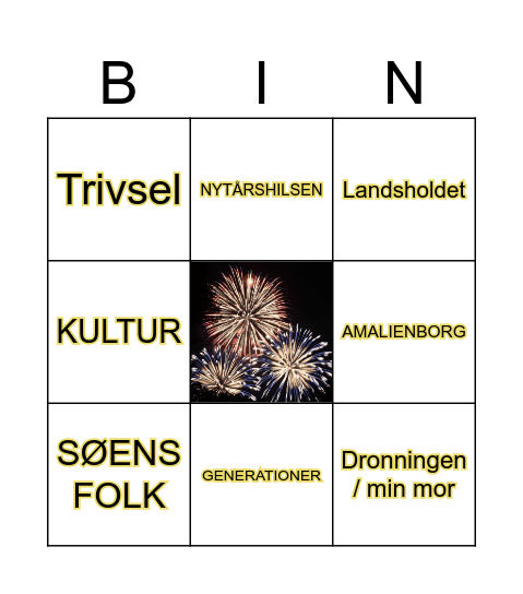 Nytårstale Bingo 2024 Bingo Card