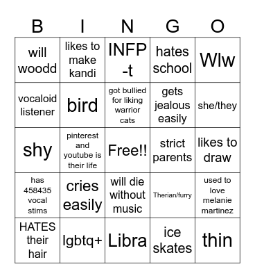 How similar are we?? Bingo Card