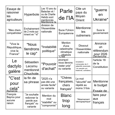 Discours de Macron Bingo Card