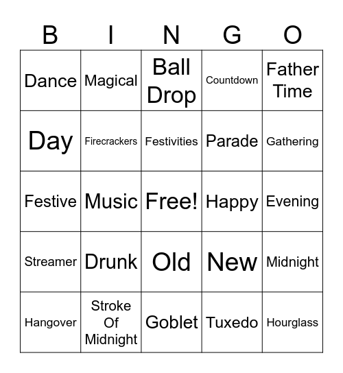 New Years BINGO Card