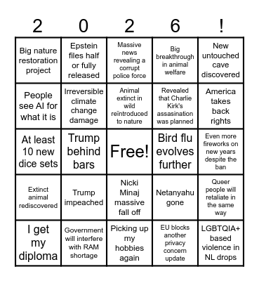 2026 BINGO Card Bingo Card