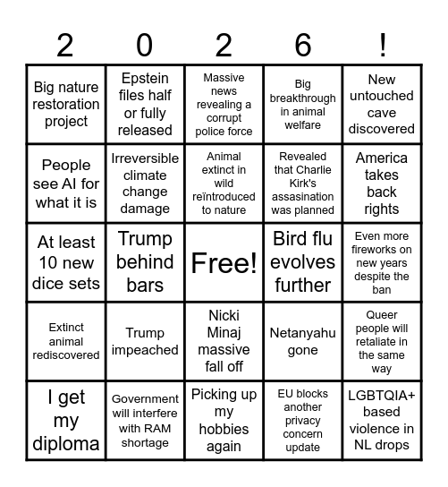 2026 BINGO Card Bingo Card