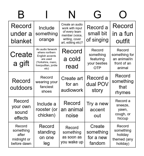 Bingo for Team North from Team Otisito Bingo Card