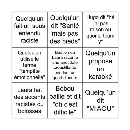NOUVEL AN - GRILLE DE GAUTHIER Bingo Card