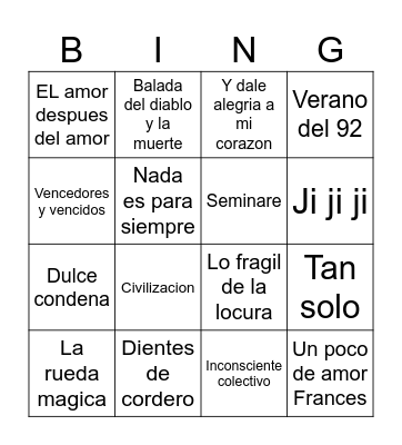 BINGO MUSICAL Bingo Card
