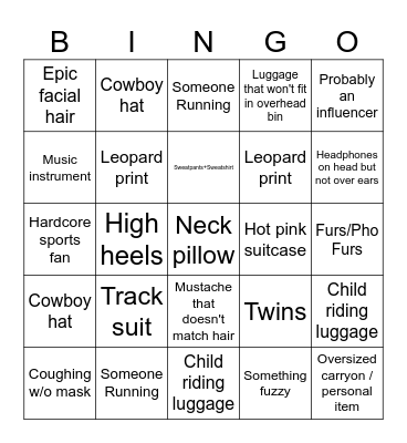Mateo’s Airport Bingo Card