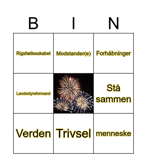 Nytårstale Bingo 2024 Bingo Card