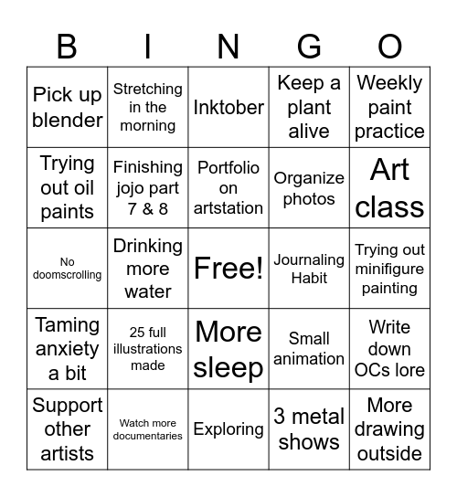 New year BINGO Card