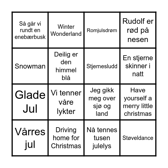 Julebingo 2025 Bingo Card