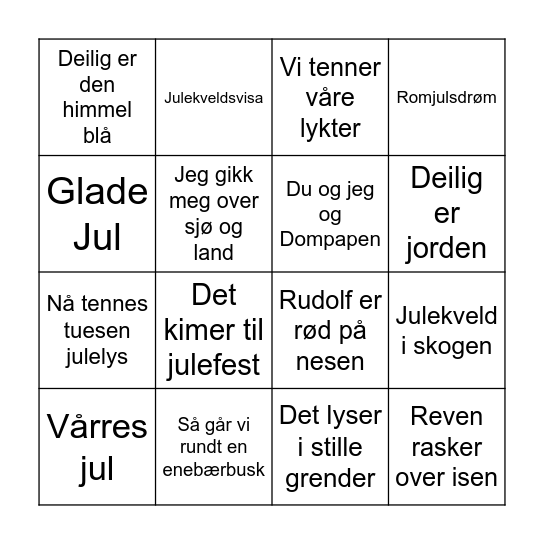Julebingo 2025 Bingo Card