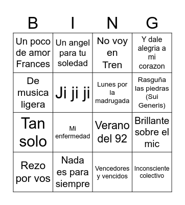 BINGO MUSICAL Bingo Card