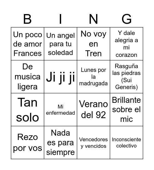 BINGO MUSICAL Bingo Card