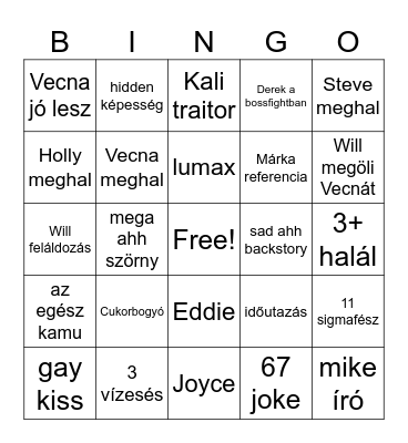 Stranger Things finale Bingo Card