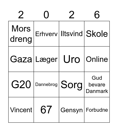 Nytårs bingo Card