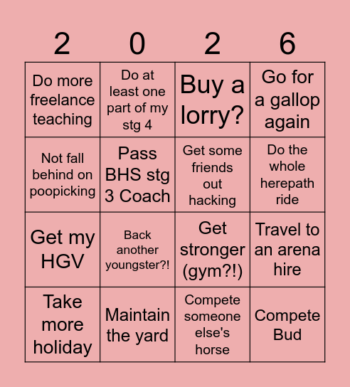 Equestrian bingo 2026 Bingo Card