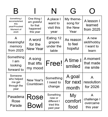 Happy Near Year! Bingo Card