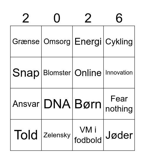 Nytårs bingo Card