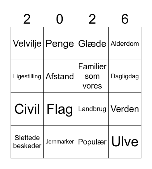 Nytårs bingo Card