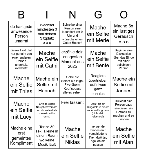 Silvester Bingo 2025/2026 Bingo Card