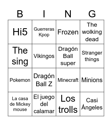 Bingo intro series y películas Bingo Card