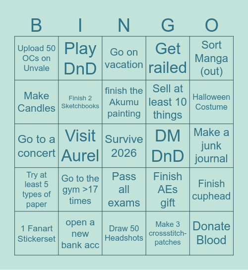 2026 Bingo Card