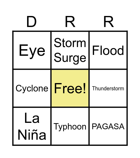 Hydrometeorological Hazard Bingo Card