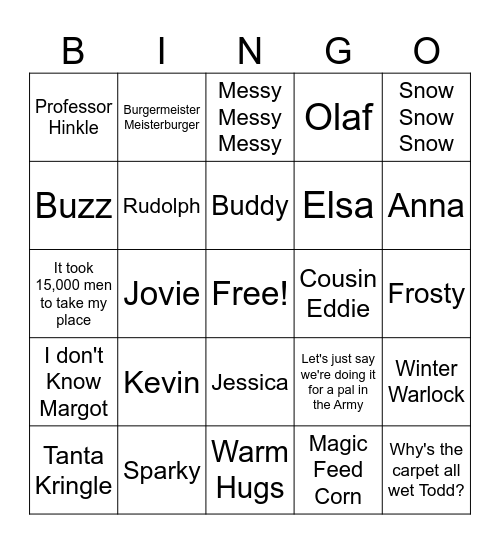 New Year's Eve Bingo Card