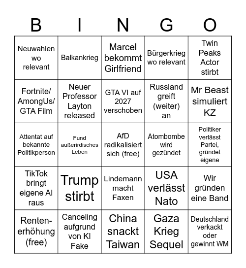 2026 Bingo Card