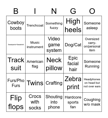 Mateo’s Airport Bingo Card