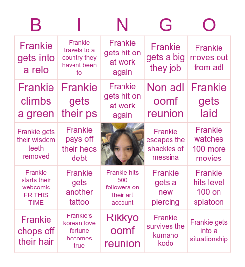 Frankie Bingo 2026 Bingo Card