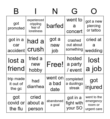NEW YEARS BINGO 2026 Bingo Card