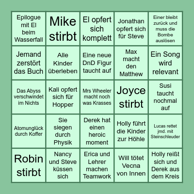 Stranger Things 5x8 Bingo Card