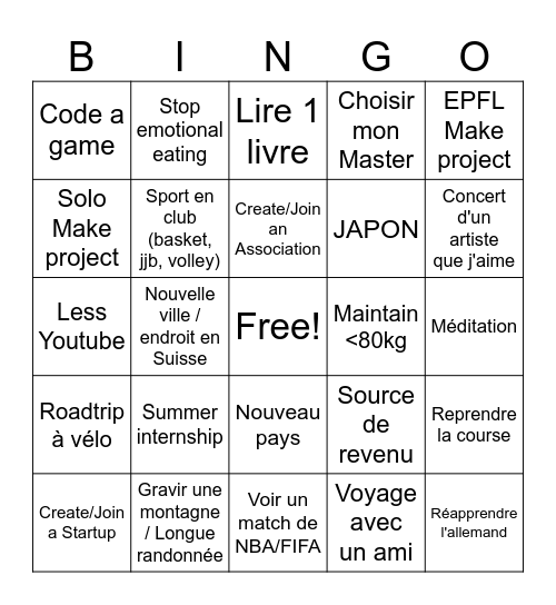 Bingo 2026 Bingo Card