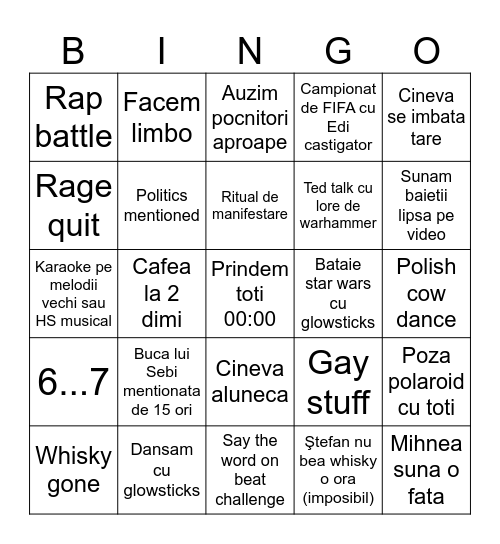 Revelion 2025 Bingo Card