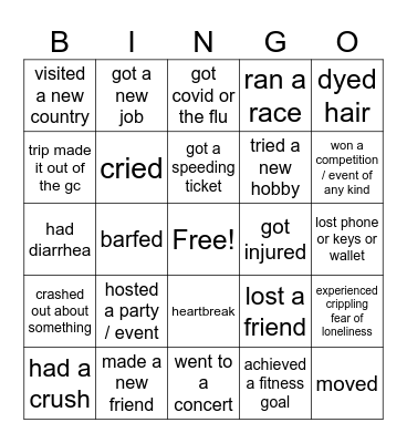 new years 2026 Bingo Card