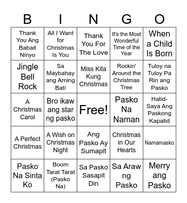 Holiday Bingo Card