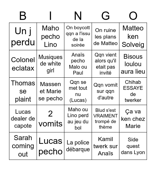 Nouvel an Bingo Card