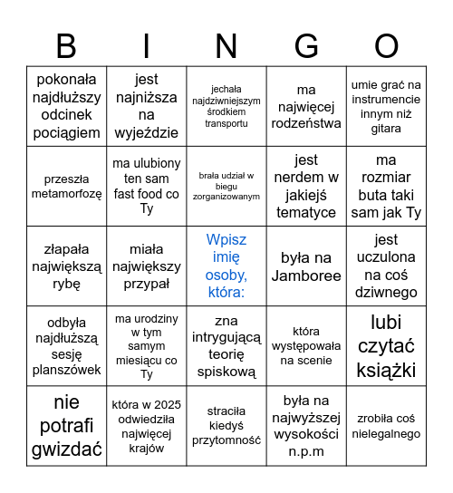 Bingo 2 dla gietka Bingo Card