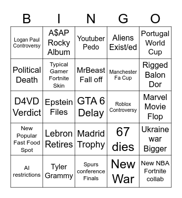 2026 Bingo Card
