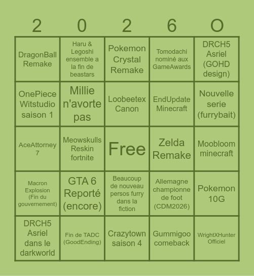 BINGO PREDICTION Bingo Card