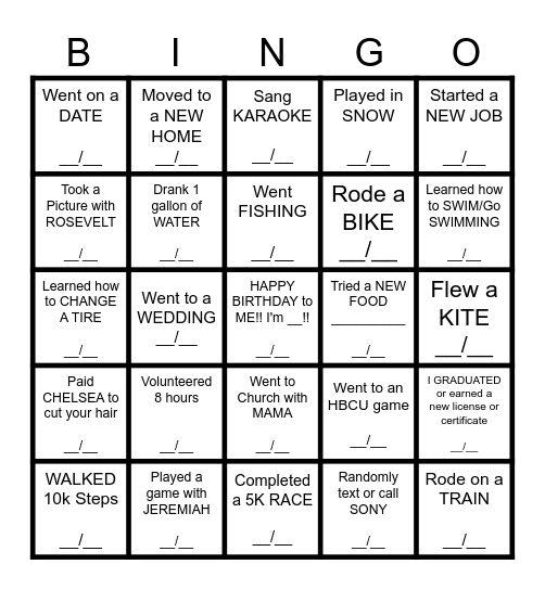 MY FAMILY VISION BOARD Bingo Card