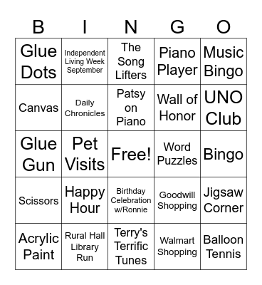 Activity Professional's Week Bingo Card