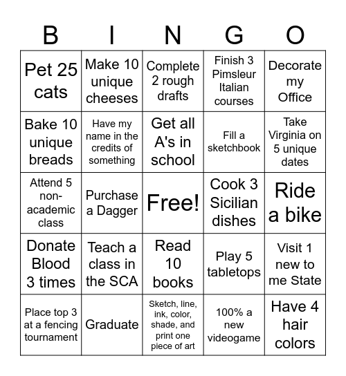 2026 Bingo Card