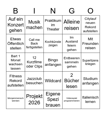 2026 Bingo Card