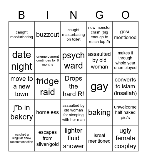 Angelo's 2026 adventure Bingo Card